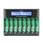 8 Piezas 2800mAh Ni-MH AA Batería con Cargador, SUNLYTOUR 8 Piezas 280