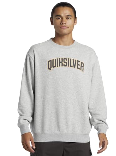 Quiksilver Graphic Crew Suéter, Light Grey Heather, Estándar para Homb