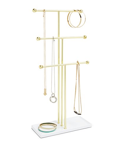 Umbra Trigem Soporte de joyería, Acero, Blanco/Laton
