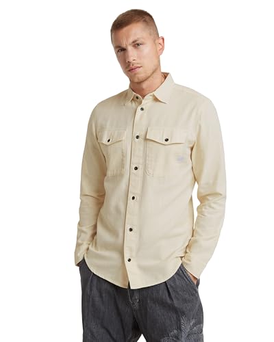 G-STAR Camisa Marine Slim, Camisetas para Hombre, Beige (Ecru GD D2496