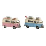 Figura Decorativa Home ESPRIT Furgoneta Rosa Azul Cielo 27 x 10 x 16 c