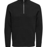 ONLY & SONS Onsphil Reg 12 Punto con Media Cremallera Suéter, Negro, L