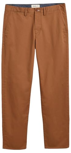 GANT Chino de Sarga Regular Pantalón, Nogal Tostado, 42W x 30L para Ho