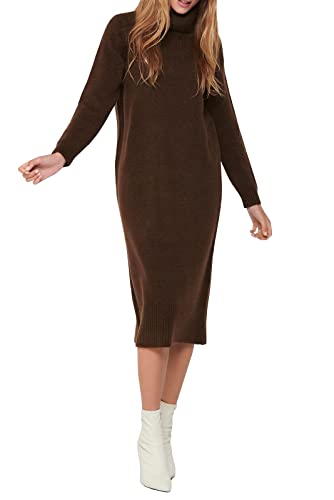 Only Onlbrandie L/S Roll Neck Dress Knt Noos Vestido, Chicory Coffee,