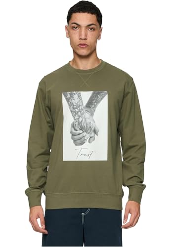 Mister Tee Trust 2.0 Crewneck Sudadera, Olive, S para Hombre
