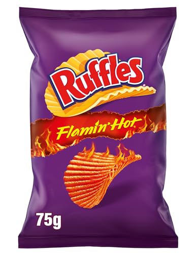 Ruffles Flamin Hot, Snack de patata Picante con corte ondulado, bolsa