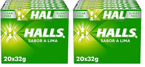 Halls Lima – Caramelo duro – Caja con 20 Sticks de 32 g (Paquete de 2)