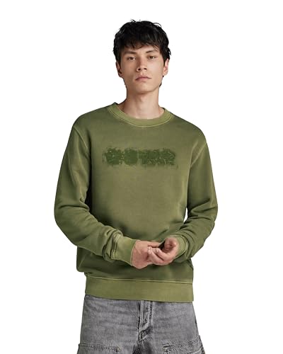 G-Star para Hombre Sudadera Indigo Distressed Logo, Verde (Shadow Oliv