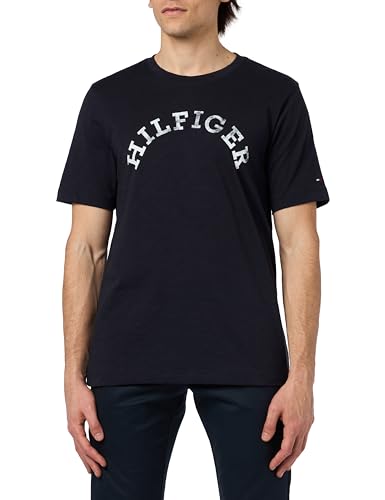 Tommy Hilfiger Hombre Camiseta Manga Corta Cuello Redondo, Azul (Deser