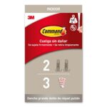 Command Gancho Grande Doble en Níquel, 2 Ganchos Metálicos y 3 Tiras A