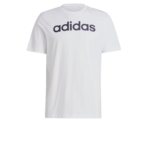 adidas Hombre Essentials Single Jersey Linear Embroidered Logo Tee, Wh