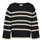 VERO MODA Vmsaba LS O-Neck Jersey Ga Girl Noos Punto, Negro/Rayas: Abe
