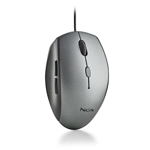 NGS Moth Gray – Ratón Óptico Ergonómico con Cable USB para Ordenador c