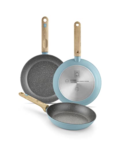 BRA Nordik Set de sartenes 18-22-26 cm de diseño nórdico de aluminio f
