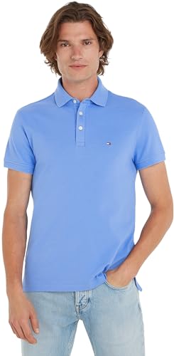 Tommy Hilfiger Polo de Manga Corta para Hombre 1985 Slim Fit, Azul (Bl