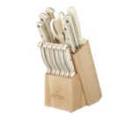 KASANOVA – Bloque de madera con 11 cuchillos, tijeras y afilador, bloq