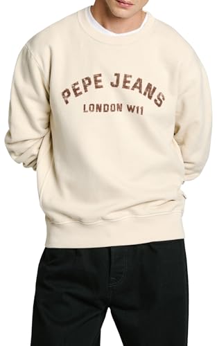 Pepe Jeans Aldridge Crew Sudadera, Beige (Ivory White), XS para Hombre