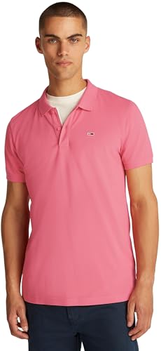 Tommy Jeans Polo de Manga Corta Hombre Slim Fit, Rosa (Preppy Pink), X
