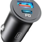 INIU Cargador Coche Carga Rápida, 60W Total [USB C 30W+USB A 30W] PD &