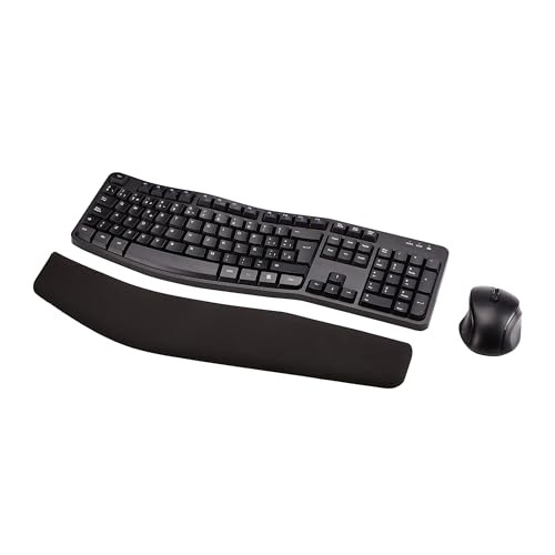 Amazon Basics Conjunto de teclado y ratón inalámbricos ergonómicos (te