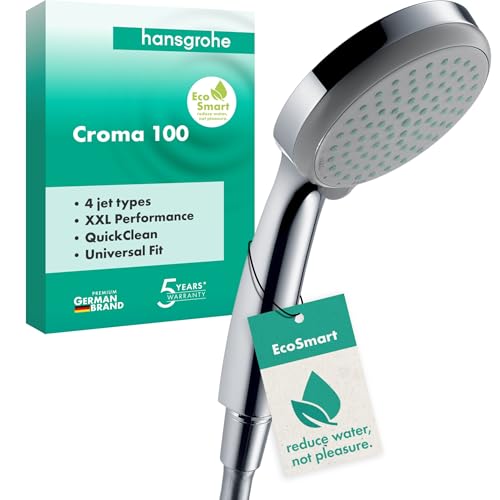 hansgrohe Croma 100 – ducha de mano ahorro de agua 9 l/min (EcoSmart),
