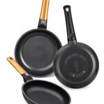 BRA Efficient Orange Juego de 3 Sartenes de Aluminio Fundido, 18/22/26