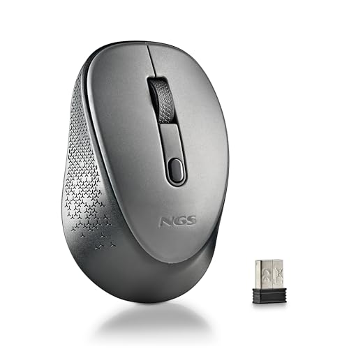NGS Dew Gray – Ratón Óptico Inalámbrico, Ratón Ergonómico, Ratón Inalá