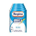 Regina Blitz Papel de Cocina | 5 Rollos | 100 Maxi-Hojas de 3 Capas |