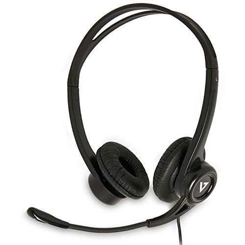 V7 Auriculares estéreo USB de Essentials con micrófono – Auriculares c