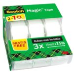 Scotch Magic Cinta Adhesiva Invisible – 2 Rollos de 19mm x 7,5m + 1 GR