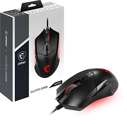 MSI Clutch GM08 – Ratón USB simétrico para Videojuegos, LED Rojo, Sens