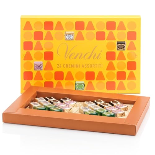 Venchi – Caja Amarilla con Surtido de Bombones Cremini, 255 g – Con «A