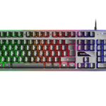 Mars Gaming MK220, Teclado Gaming Híbrido H-Mech, Iluminación FRGB Rai