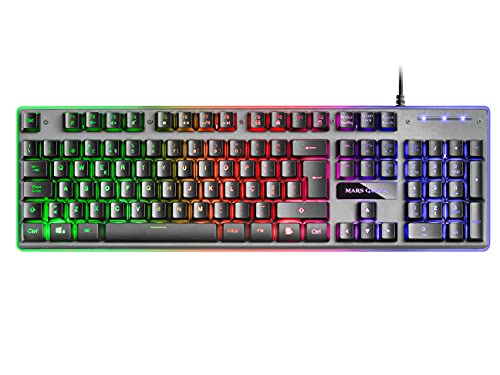 Mars Gaming MK220, Teclado Gaming Híbrido H-Mech, Iluminación FRGB Rai