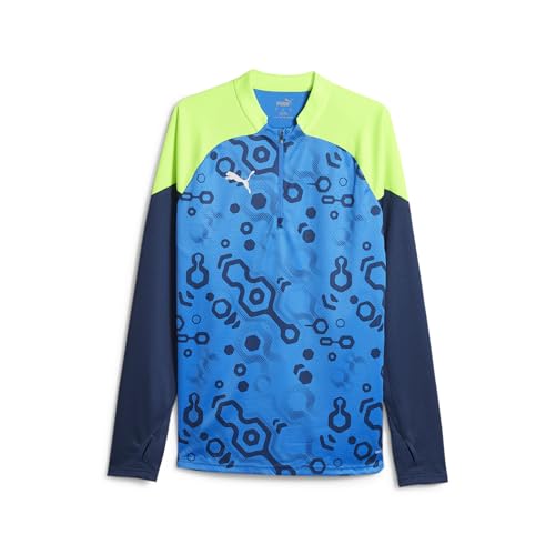 PUMA Individualcup 1/4 Zip Top Sudor, Hombre, Azul Persa y Verde, L