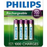 Philips R03B4A70/10 – Pack de 4 Pilas Recargables – NiMh, AAA Pilas