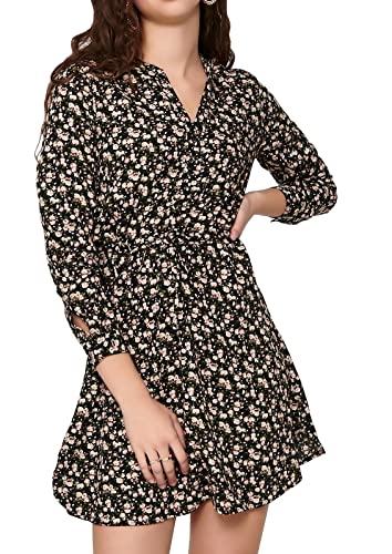 ONLY Onlcory L/S Cuello en V Túnica Wvn Noos Top, Black/AOP: Sarah Dit