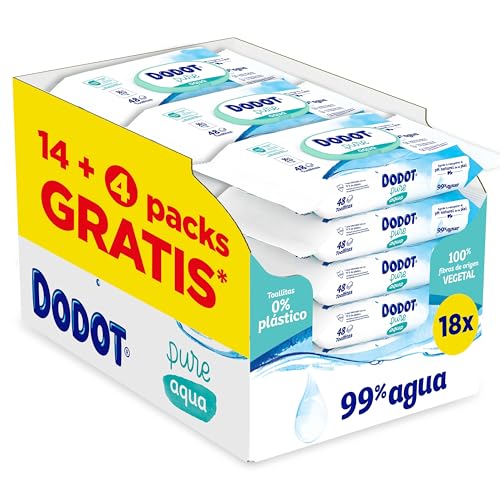 Dodot Toallitas Pure Aqua Para Bebé 18 Paquetes De 48 Unidades = 864 T