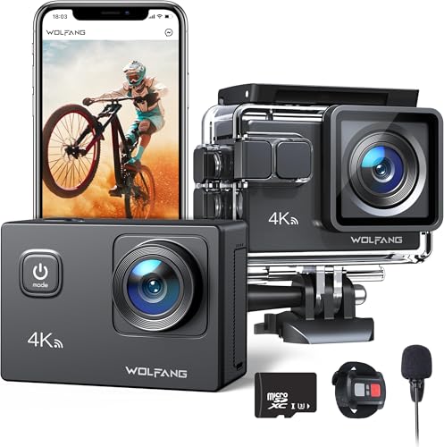 WOLFANG Cámara Deportiva 4K 30FPS GA100 con 32GB MicroSD 20MP Cámara S