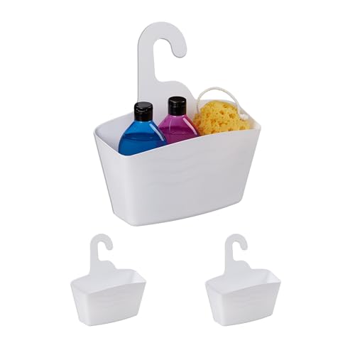 Relaxdays Pack 3 Cestas de Ducha Colgantes, sin Taladrar, Estantes Org