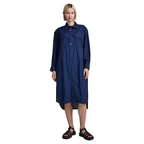 G-Star Para Mujer Vestido Long Western Shirt Evergreen, Azul (rinsed D