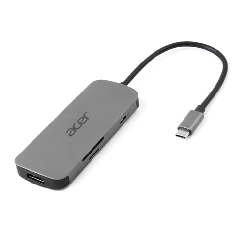 Acer 7-in-1 Mini Dock – Adaptador (USB Tipo C, Lector de Tarjetas SD y