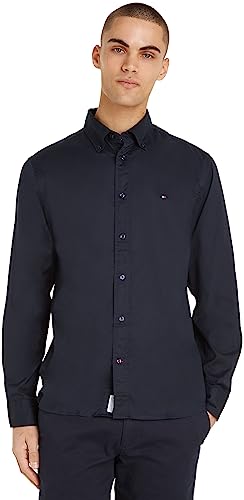 Tommy Hilfiger Hombre Camisa Core Flex Manga Larga, Azul (Desert Sky),