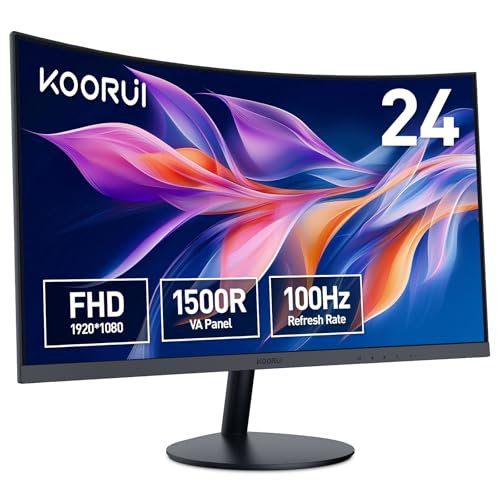 KOORUI Monitor Curvo – 23,6 Pulgadas Full HD VA 100Hz (1920×1080, 3000