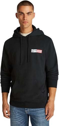 Tommy Jeans Sudadera Hombre Entry Graphic con Capucha, Negro (Black),