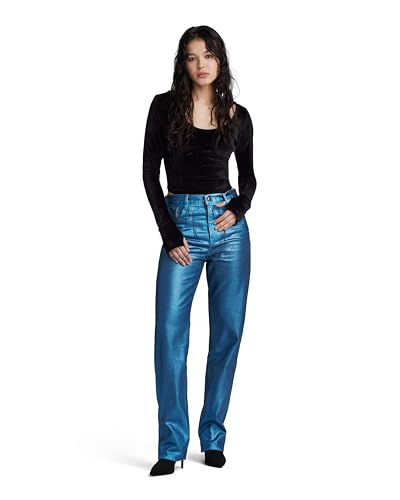 G-STAR Viktoria High Straight Jeans, Azul (Luna Blue Metal Coating D23