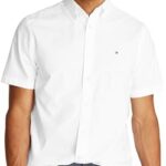 Tommy Hilfiger Camisa Hombre Flex Poplin Solid Manga Corta, Blanco (Op