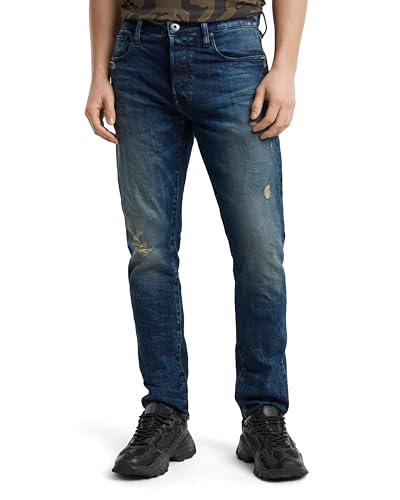 G-STAR 3301 Slim Jeans Vaqueros, Azul (Worn In Mountain Dusk Destroyed