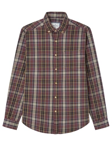 Springfield Camisa LS de Sarga a Cuadros, Rojo Estandar, S para Hombre