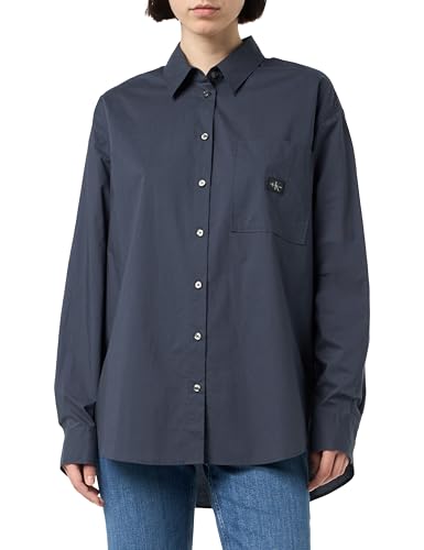 Calvin Klein Camisa Hombre Woven Label Relaxed Fit, Azul (India Ink),